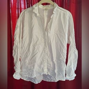 Anthropologie Cream Button-Up Blouse
